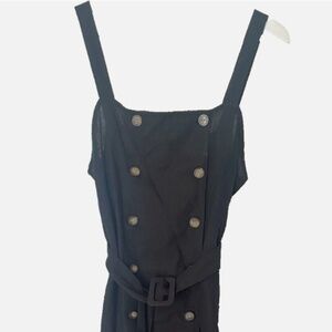 Topshop Black Linen Cotton Button Down Pencil Dress